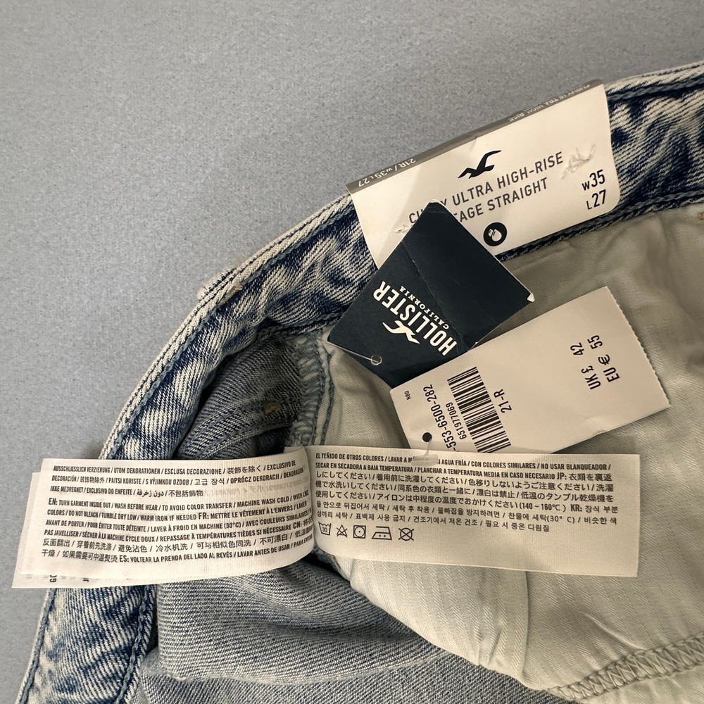 Hollister Curvy Ultra High-Rise Straight Jeans Juniors Womens 21R Blue NWT - Picture 10 of 10